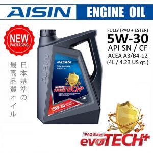 Aisin Engine Oil Fully Synthetic with Pao + Ester SN/CF 5W30 (4L)
